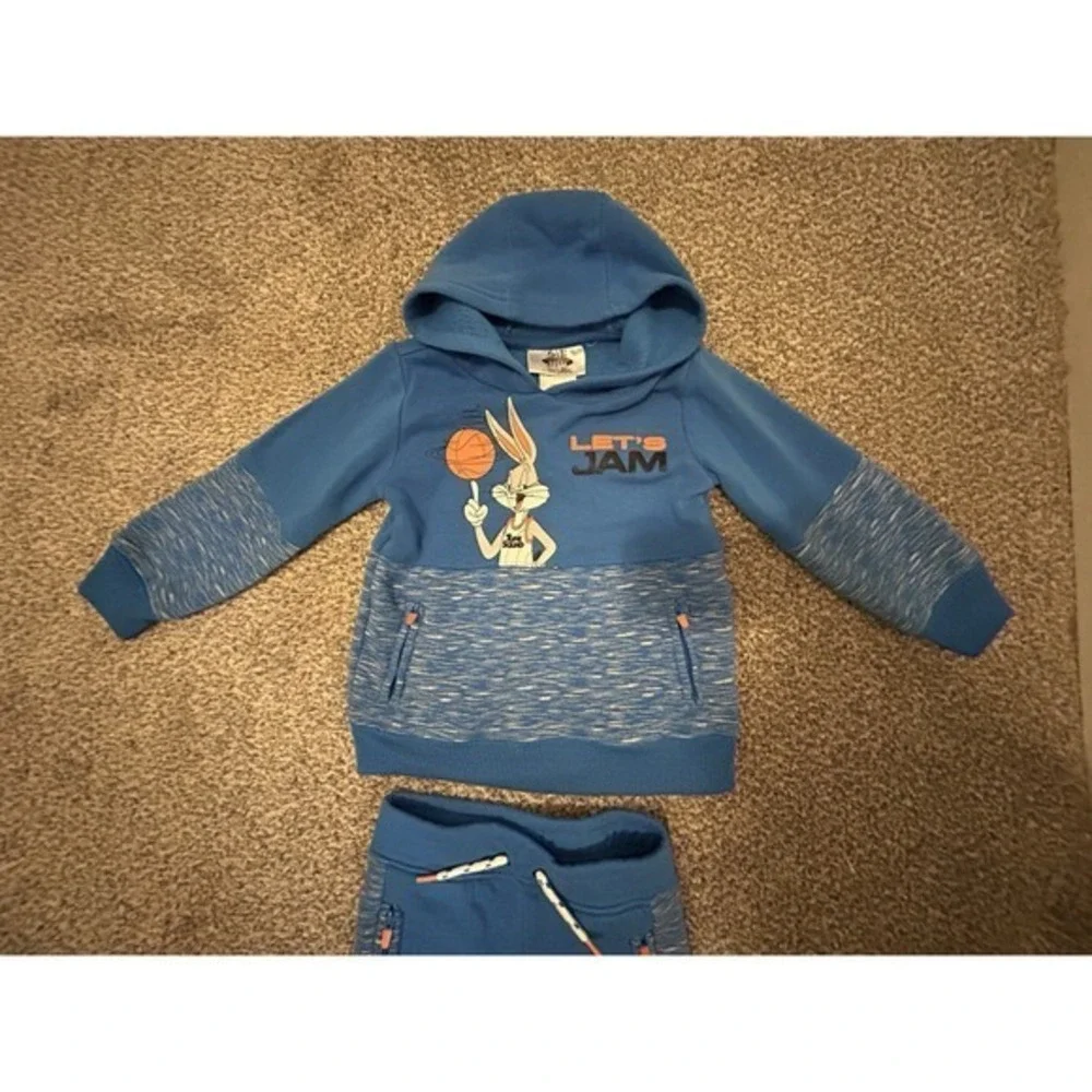 2-PC Space Jam Boys Hoddie Pants Set‎ Blue Kids 3T